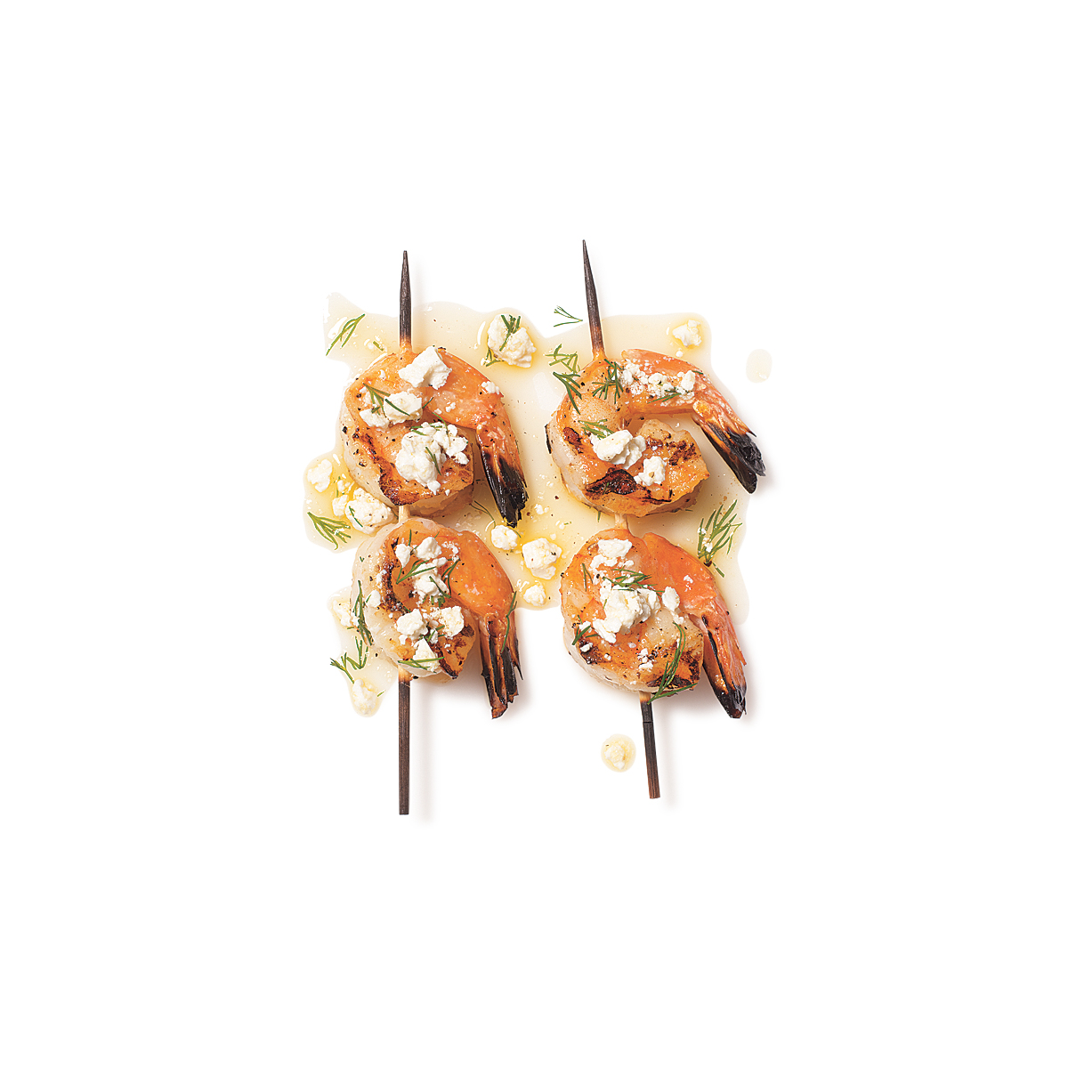 Shrimp Skewers with Dill and Feta